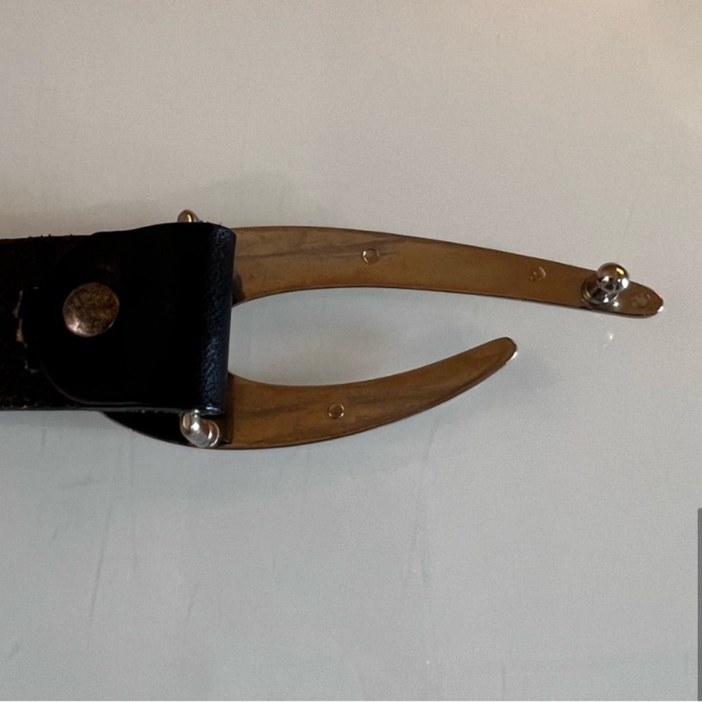 HEXAGONE CUR | Black & silver retro size large leather belt - Picture 7 of 9